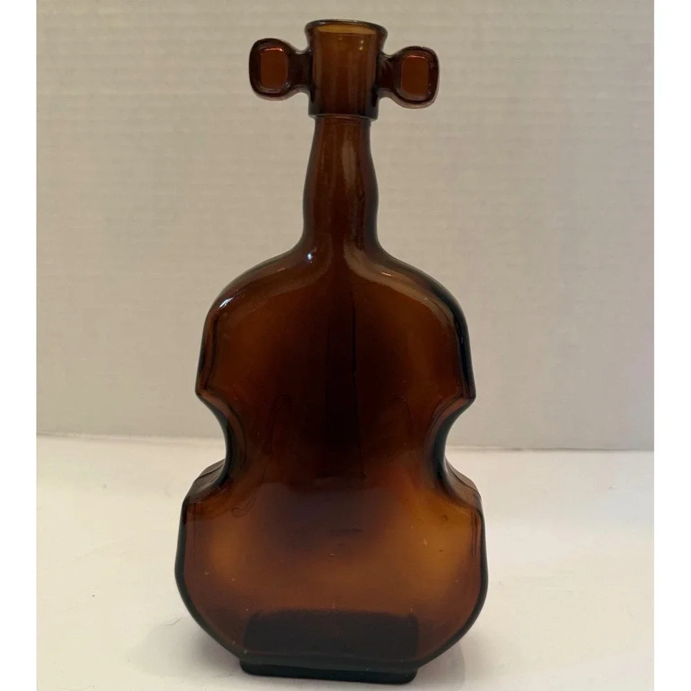 9.a.39 Vintage Amber Glass Cello Bottle Cello/Violin Vase Bottle